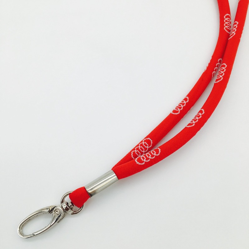 Red Round Jacquard Weave Branding Logos Embroidery Neck Rope Lanyards