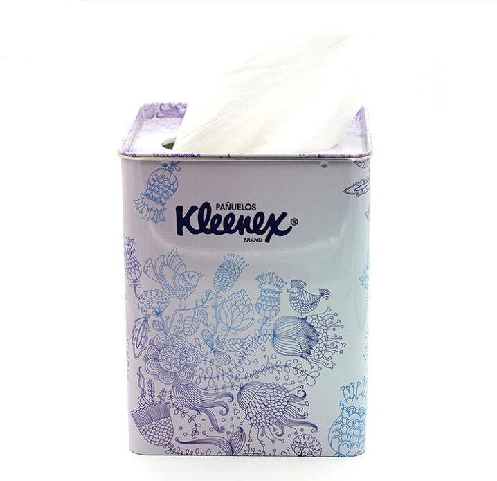 Elegant Custom Printed Square Tin Shape Tissue Holder for Café S