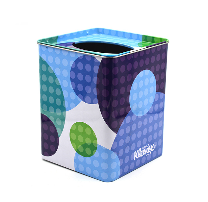 Elegant Custom Printed Square Tin Shape Tissue Holder for Café S