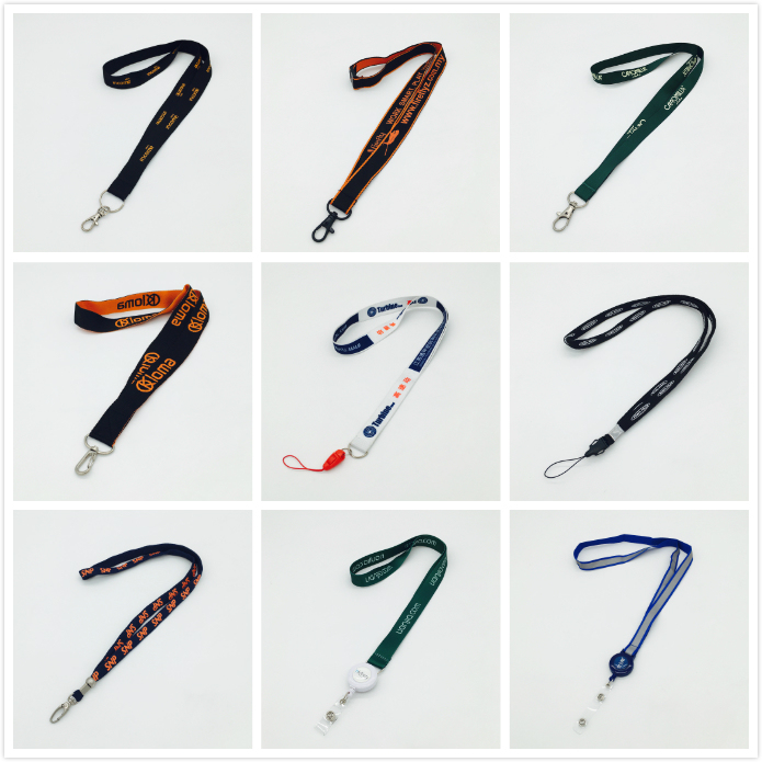 Red Round Jacquard Weave Branding Logos Embroidery Neck Rope Lanyards