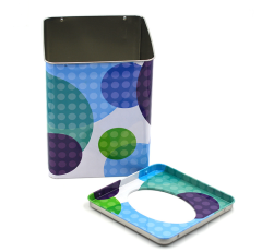 Elegant Custom Printed Square Tin Shape Tissue Holder for Café S