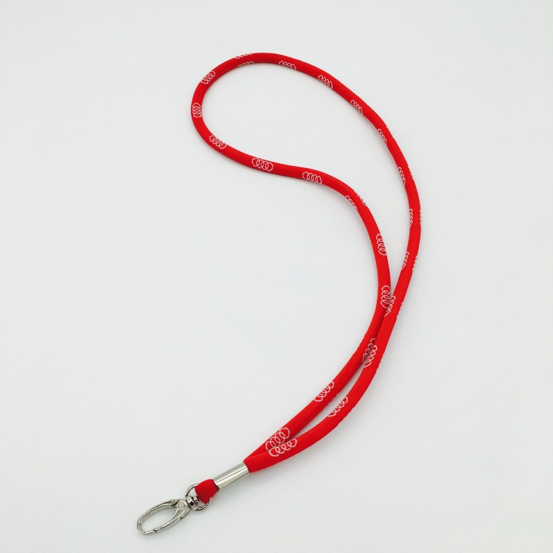 Red Round Jacquard Weave Branding Logos Embroidery Neck Rope Lanyards