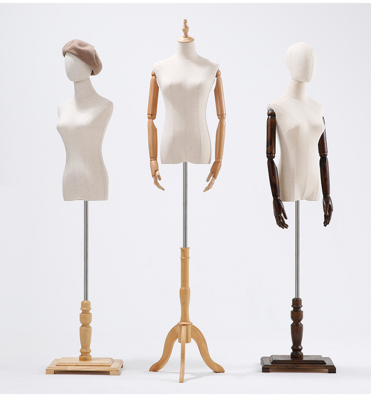 Movable Arms Wood Base Female Display Mannequin