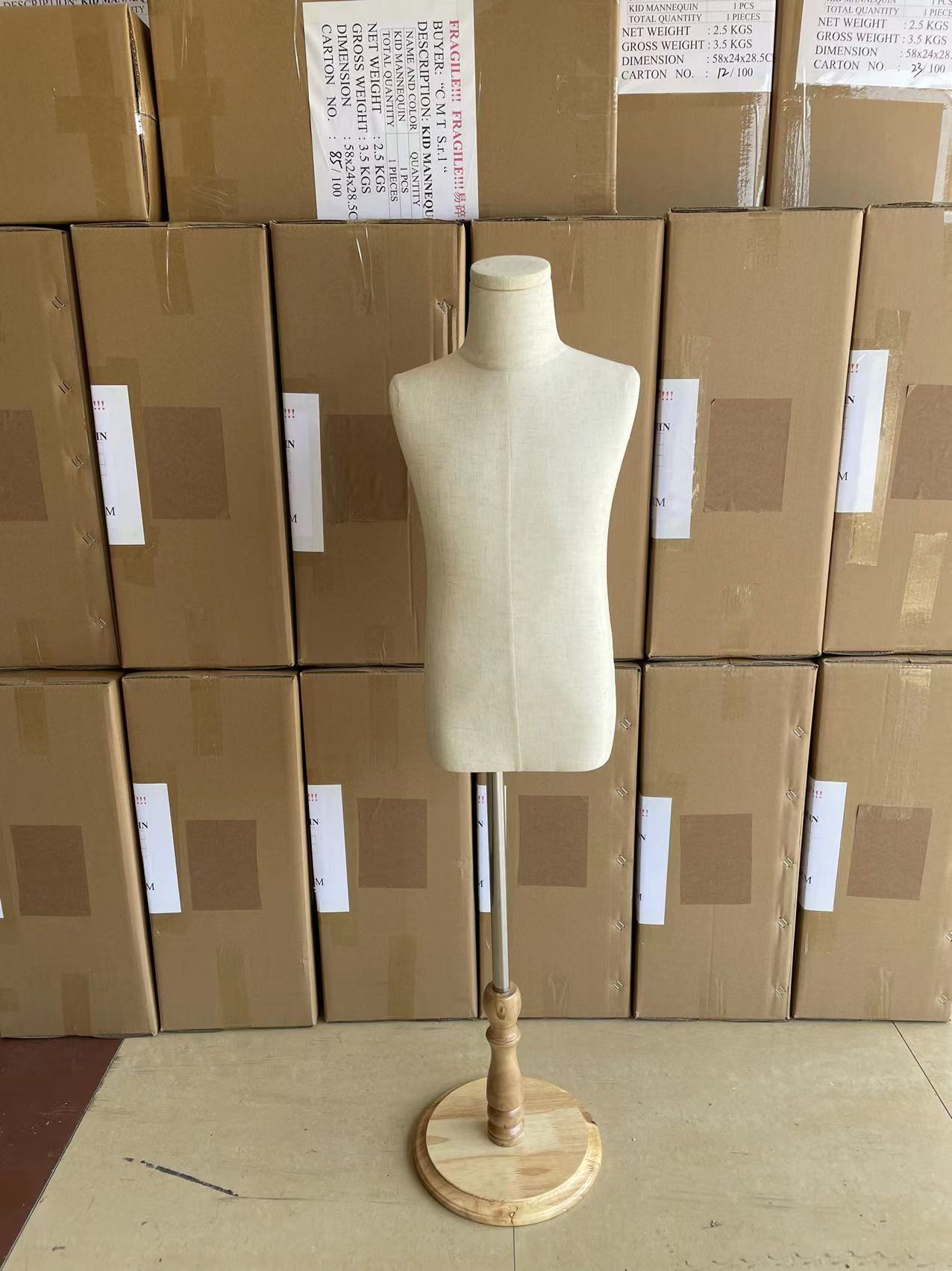 Natural Color Linen Coating Children Suits Display Mannequin