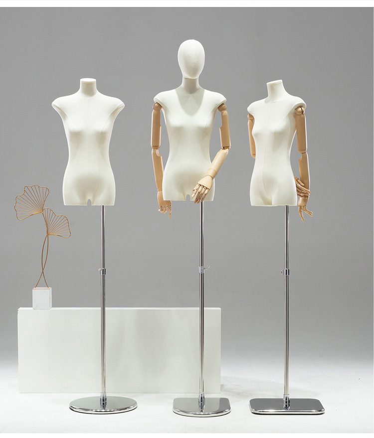 High Quality Fashion Thin Female Mannequin Dress Form with Linen Fabric Covered