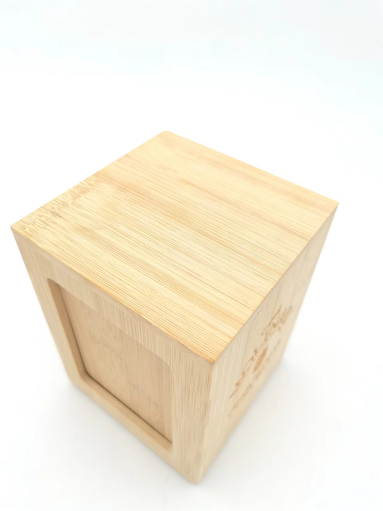 Laser Logo 10X10X13cm Bamboo Wood Double Door Table Napkin Box