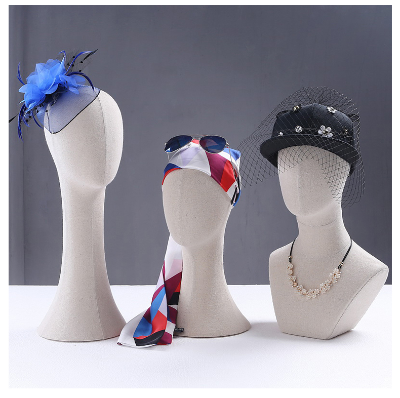 Hot Sale Window Display Linen Wrapped Foam Female Mannequin Head