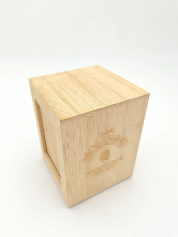 Laser Logo 10X10X13cm Bamboo Wood Double Door Table Napkin Box