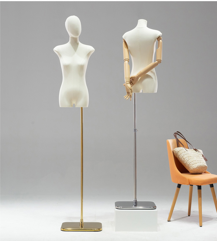 High Quality Fashion Thin Female Mannequin Dress Form with Linen Fabric Covered