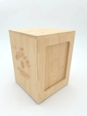 Laser Logo 10X10X13cm Bamboo Wood Double Door Table Napkin Box
