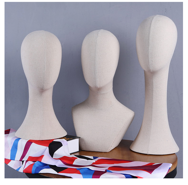 Hot Sale Window Display Linen Wrapped Foam Female Mannequin Head