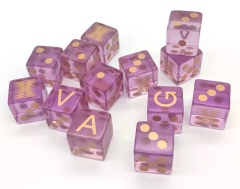 Custom Square Corner Rose Gold Printing Transparent Purple Resin Dice Set