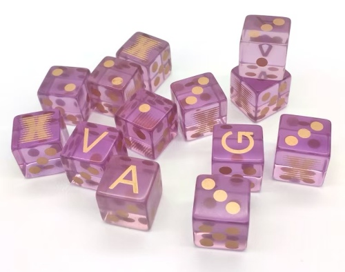 Custom Square Corner Rose Gold Printing Transparent Purple Resin Dice Set