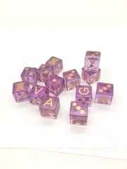 Custom Square Corner Rose Gold Printing Transparent Purple Resin Dice Set