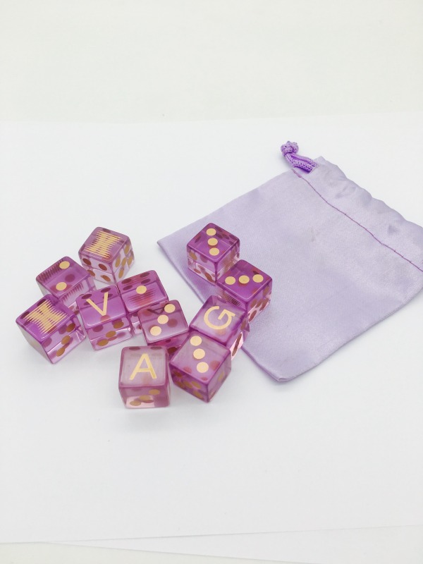 Custom Square Corner Rose Gold Printing Transparent Purple Resin Dice Set
