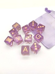 Custom Square Corner Rose Gold Printing Transparent Purple Resin Dice Set