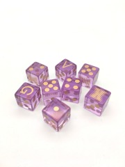 Custom Square Corner Rose Gold Printing Transparent Purple Resin Dice Set