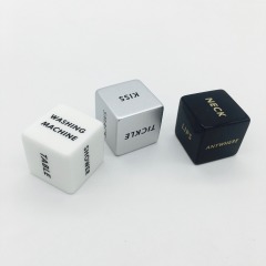 3-C Black White Silver 2cm Resin Dirty Bed Game Dice
