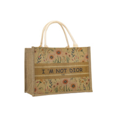 Fashionable Cmyk Printing Eco-Friendly Natural Shopping Bag Jute Bag