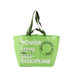 Reusable Waterproof Cmyk Printing Laminated Double Handle PP Woven Shoulder Shopping Bag