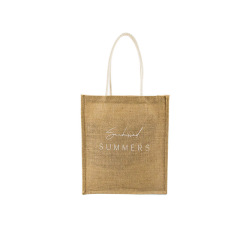Fashionable Cotton Handle Eco-Friendly Natural Handbag Shopping Bag Jute Bag