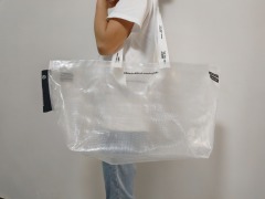 Big Fashion Reusable Waterproof Transparent PP Woven Women Shopping Bag
