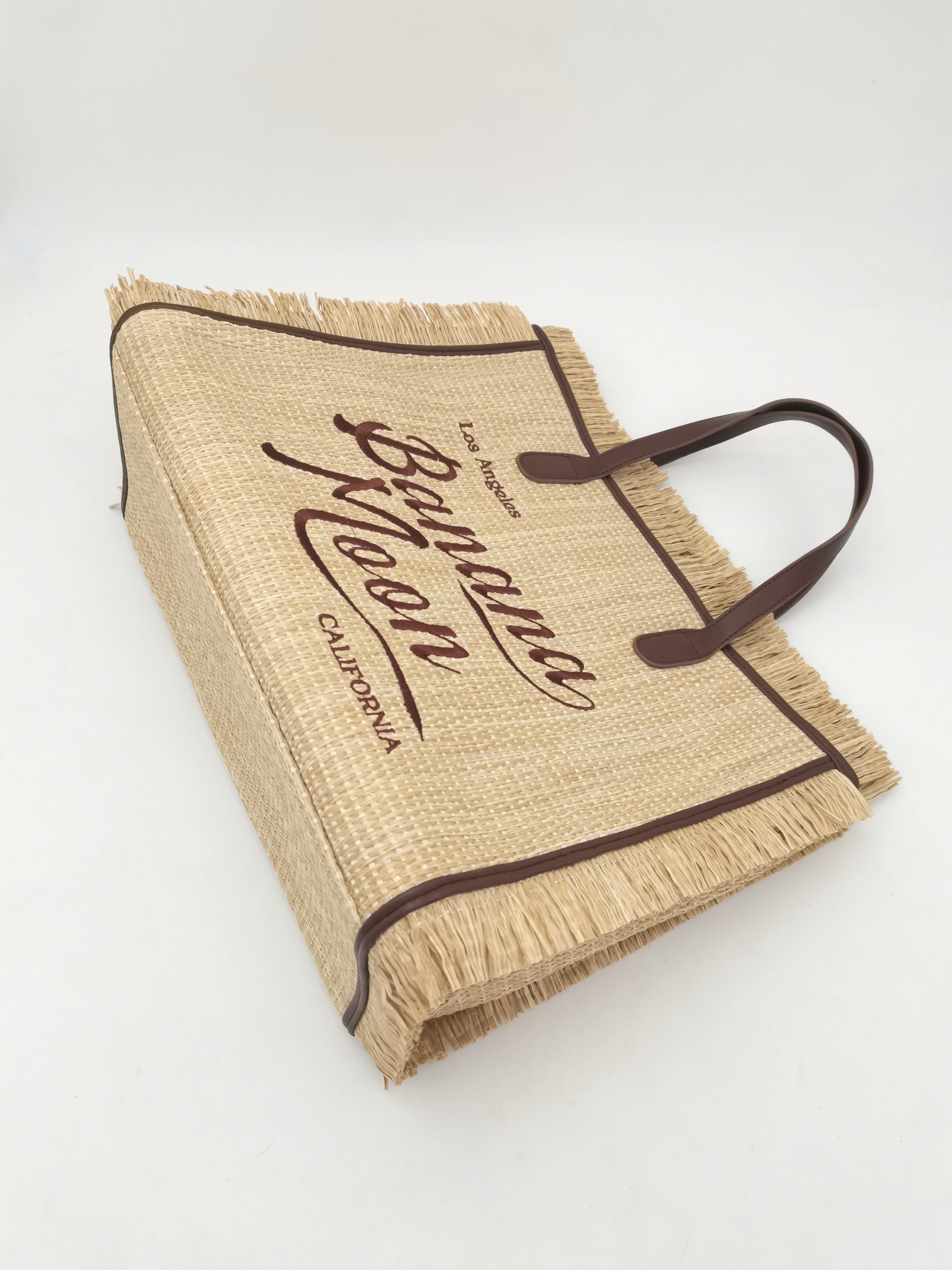 High Quality Branding PU Embroidery Trimming Summer Holiday Seaside Beach Straw Bag