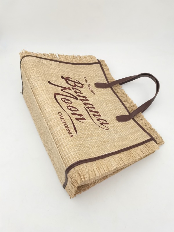 High Quality Branding PU Embroidery Trimming Summer Holiday Seaside Beach Straw Bag