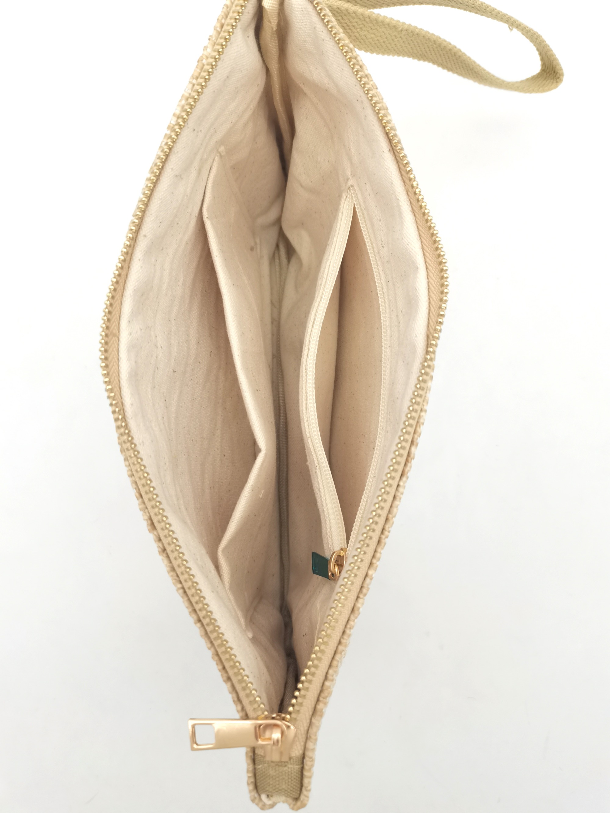 Personalized Casual Custom Printing Fabric Strip Logo Straw Holiday Beach Pouch Pochette