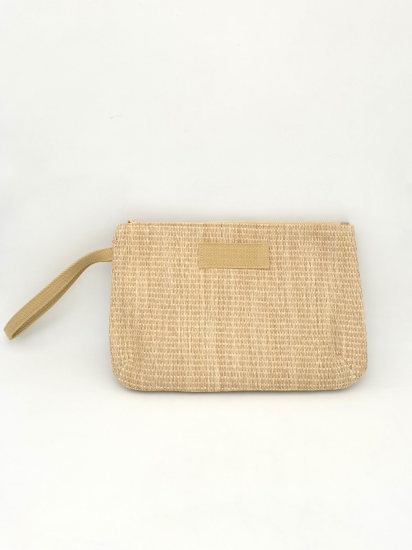 Personalized Casual Custom Printing Fabric Strip Logo Straw Holiday Beach Pouch Pochette