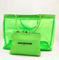 Fluorescence Color Waterproof Big Capacity PVC Tote Inner Pouch Summer Beach Bag