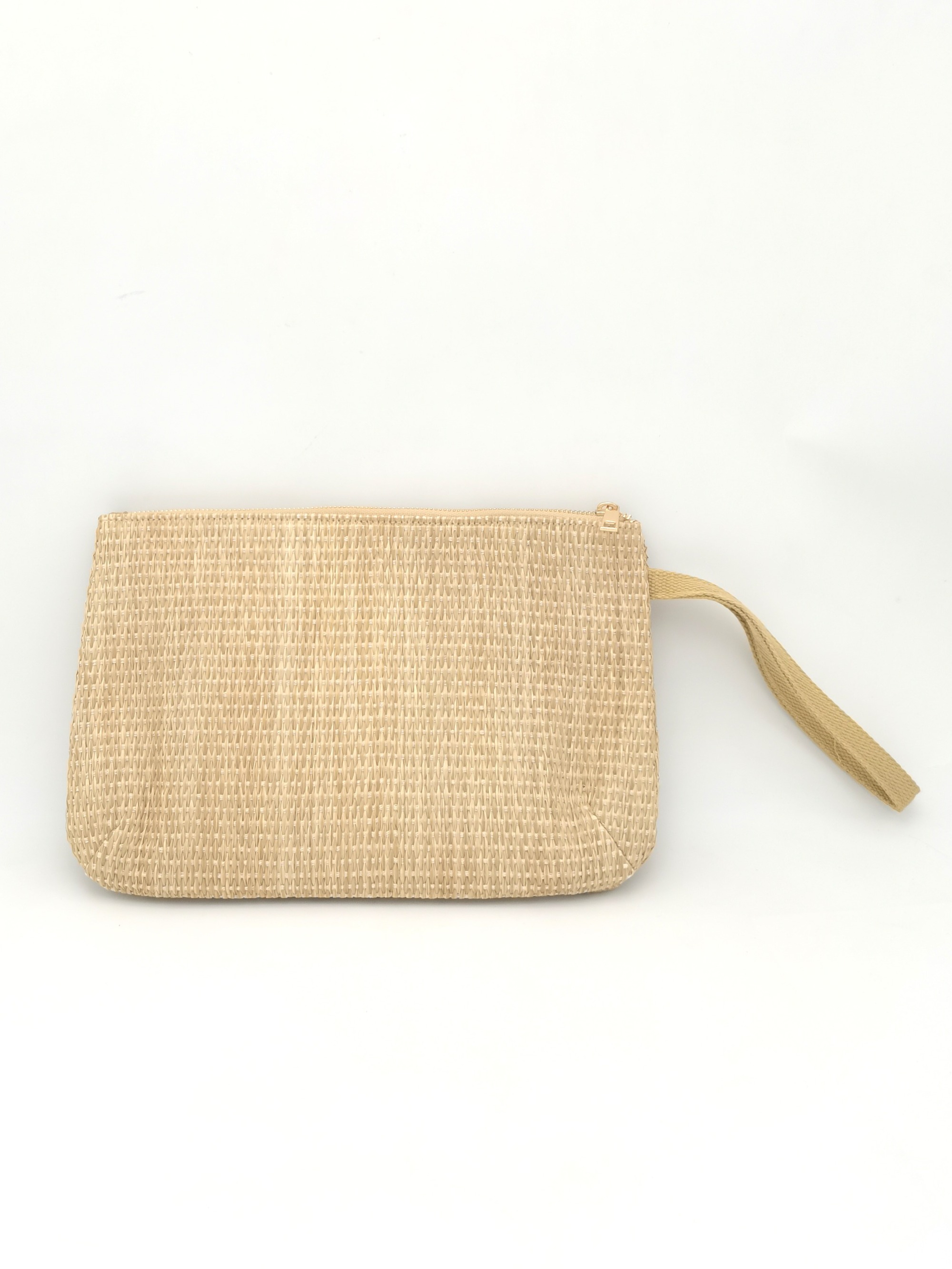 Personalized Casual Custom Printing Fabric Strip Logo Straw Holiday Beach Pouch Pochette