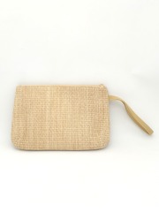 Personalized Casual Custom Printing Fabric Strip Logo Straw Holiday Beach Pouch Pochette