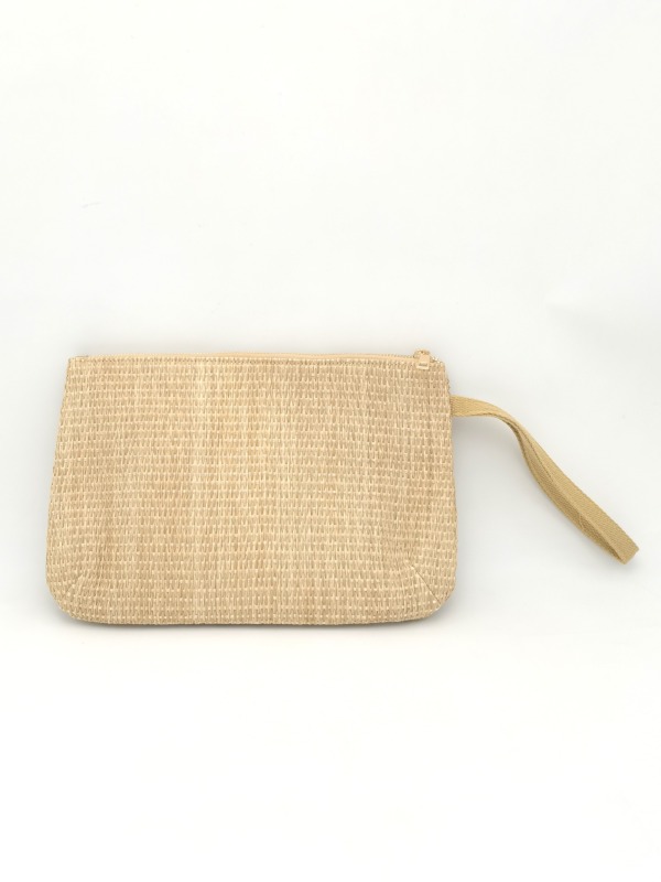 Personalized Casual Custom Printing Fabric Strip Logo Straw Holiday Beach Pouch Pochette