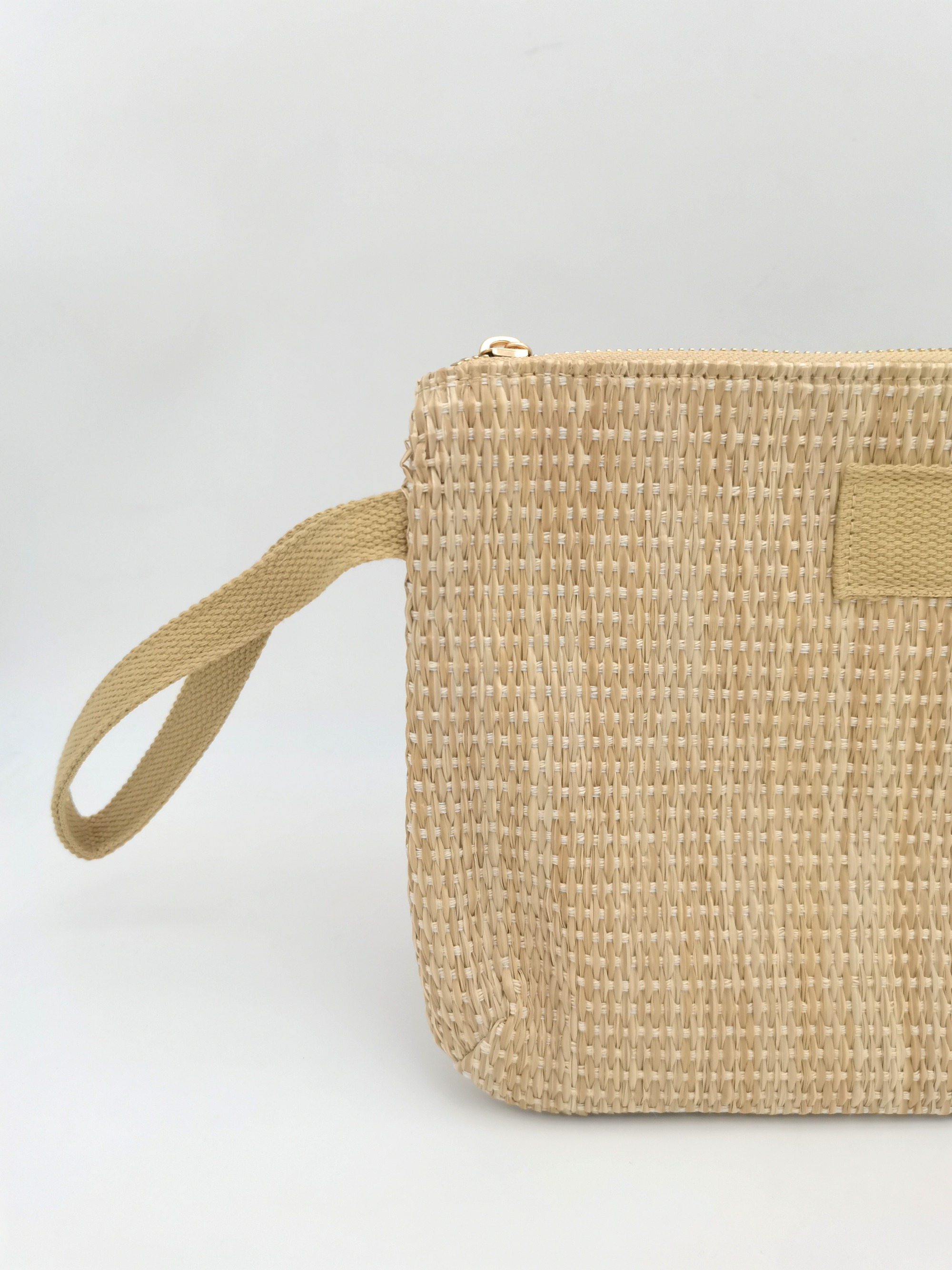 Personalized Casual Custom Printing Fabric Strip Logo Straw Holiday Beach Pouch Pochette