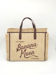 High Quality Branding PU Embroidery Trimming Summer Holiday Seaside Beach Straw Bag