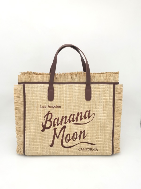High Quality Branding PU Embroidery Trimming Summer Holiday Seaside Beach Straw Bag