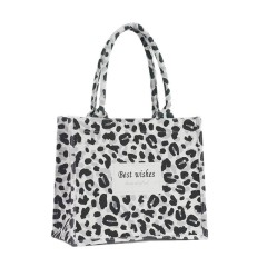 Reusable Custom Branded PU Handle Canvas Body Women Totebag Shopping Bag