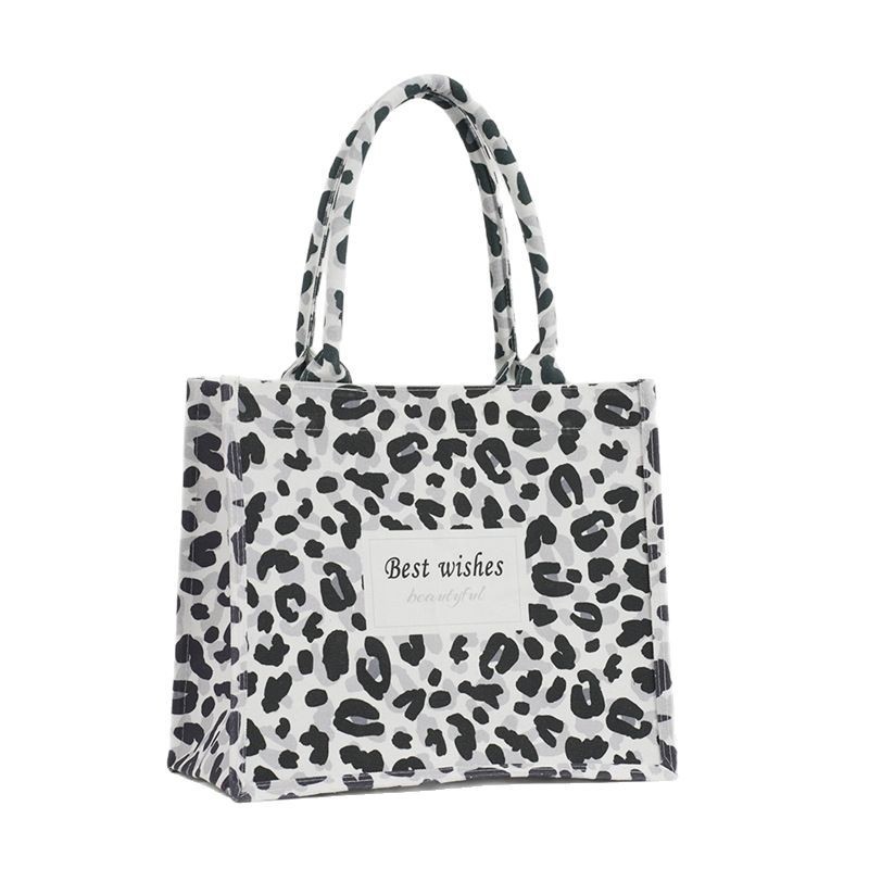 Reusable Custom Branded PU Handle Canvas Body Women Totebag Shopping Bag