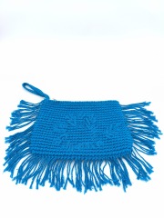 Handmade Blue Threads Crochet Autumn Embroidery Trimming Handbag Pochette