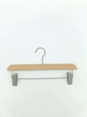 Natural Smooth Wood Beech Wooden Straight Skirts Trousers Pants Nickeled Clips Hanger