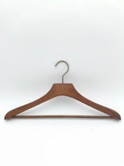 Natural Wood Beech Smooth Finish Brown Copper Color Laser Logo Coat Garment Hanger
