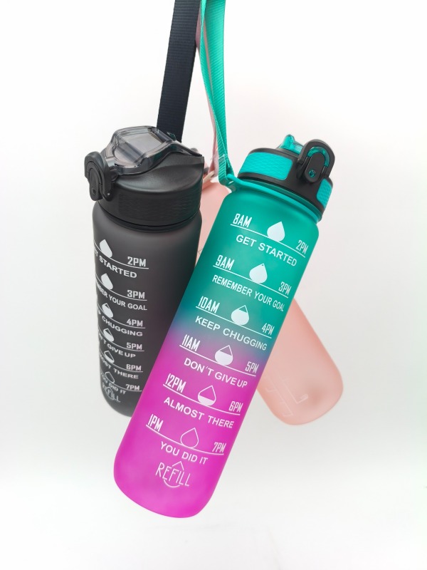 BPA Free Eco-Friendly Fitness Large Capacity 1000ml Time Scale Sport Water Bottle