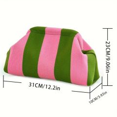 Low MOQ Threads Woven Crochet Autumn Winter Stripes Clutch Bag Handbag Pochette