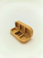 Natural Mini Bamboo Pill Organizer Magnet Portable Pocket Daily Medicine Case
