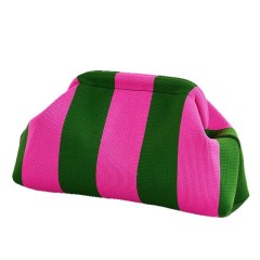Low MOQ Threads Woven Crochet Autumn Winter Stripes Clutch Bag Handbag Pochette