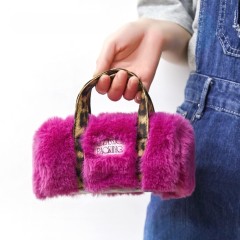 Colorful Macular Soft Fluffy Plush Winter Autumn Clutch Handbag Cosmetic Bag