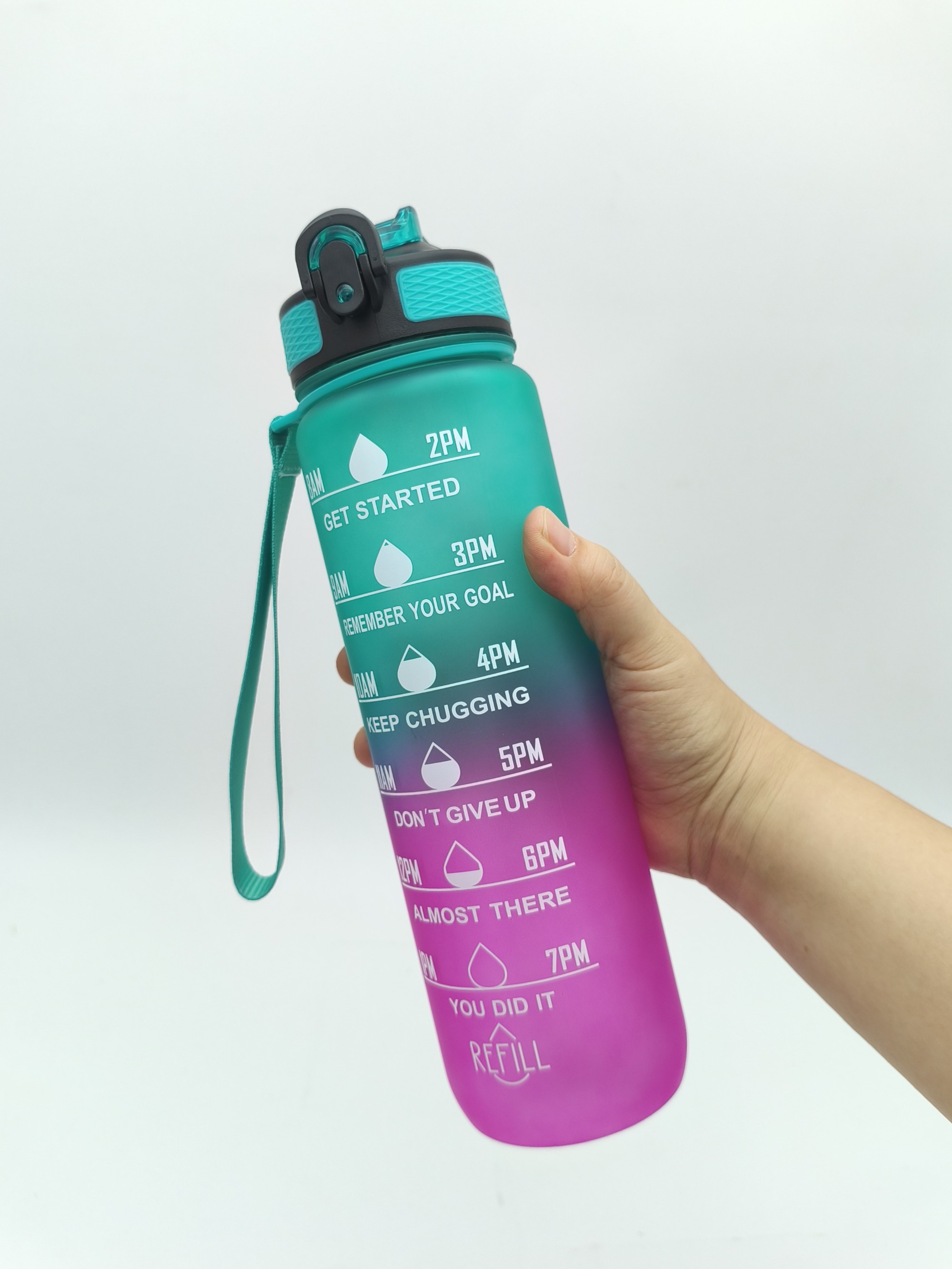 BPA Free Eco-Friendly Fitness Large Capacity 1000ml Time Scale Sport Water Bottle