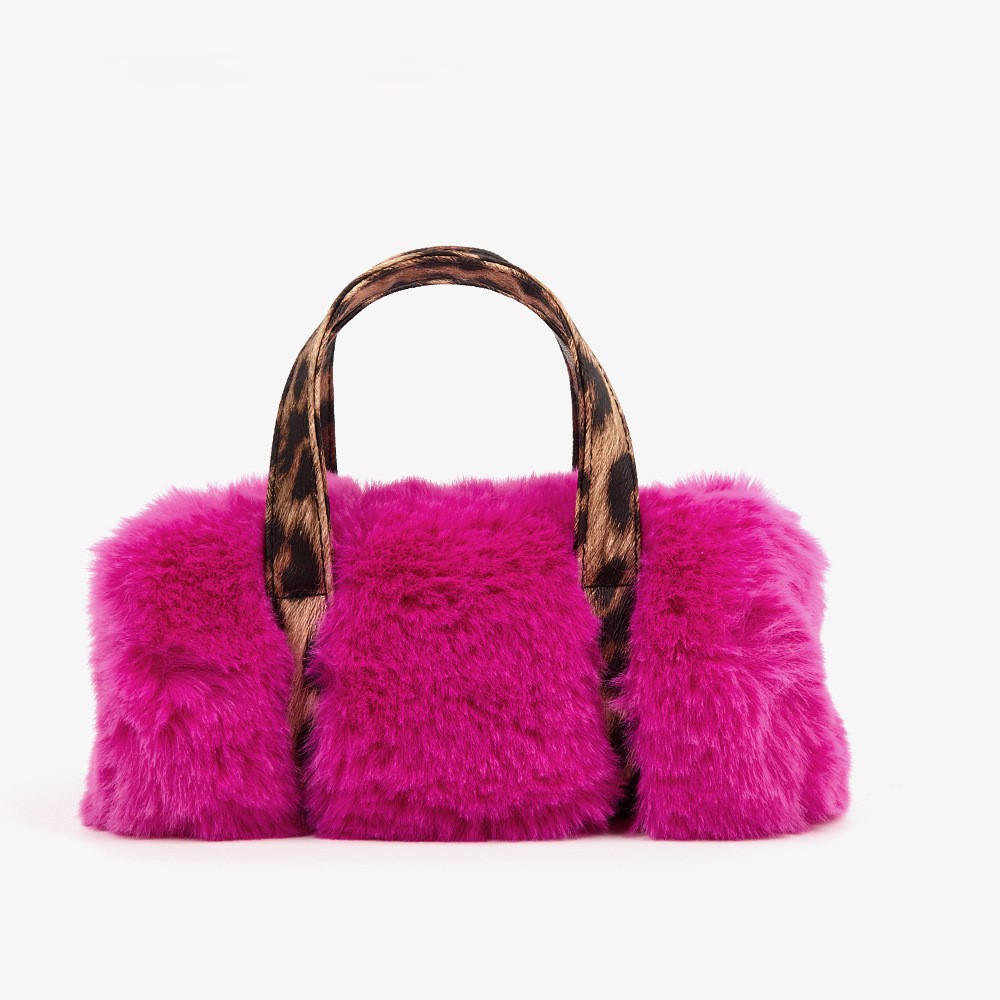 Colorful Macular Soft Fluffy Plush Winter Autumn Clutch Handbag Cosmetic Bag
