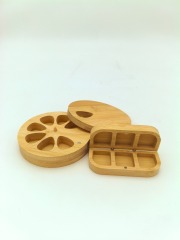 Sustainable Round Bamboo Wooden Pill Organizer 7days Weekly Medication Storage Pill Box